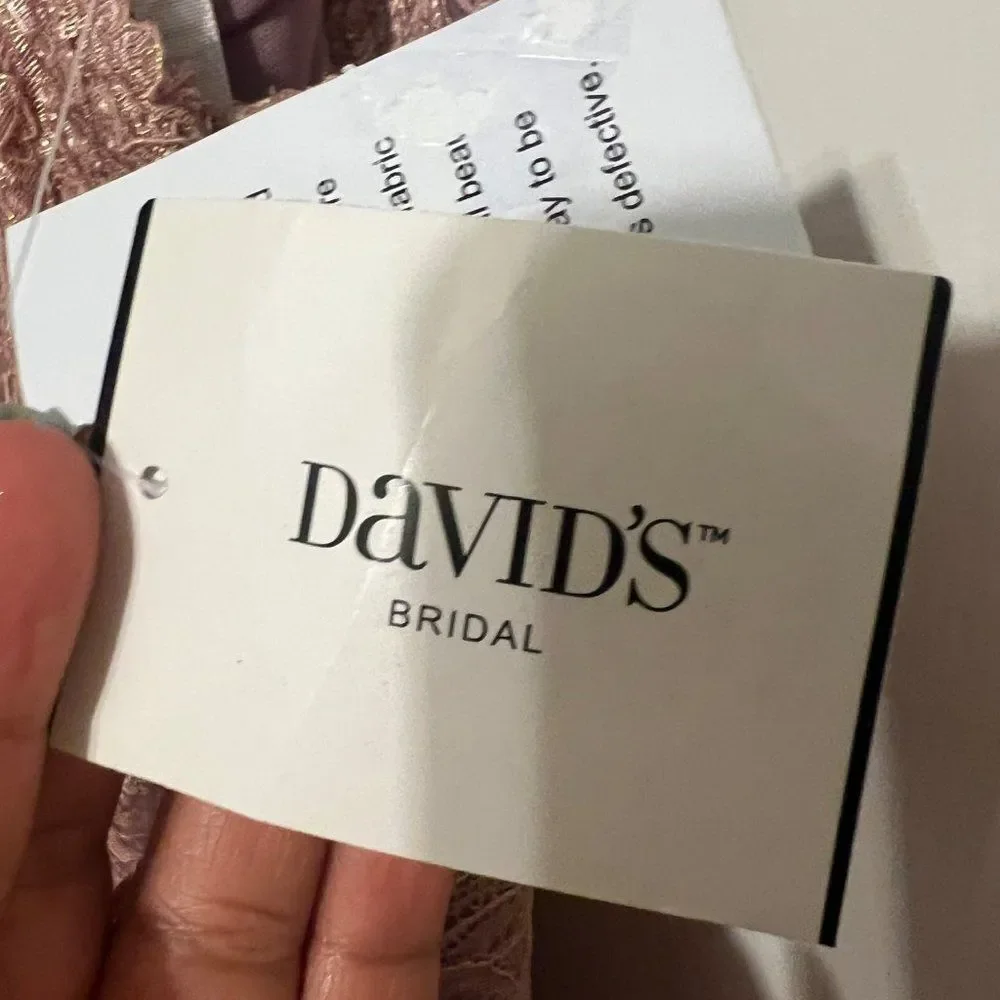 David's Bridal Womens Formal Short Dress One Shoulder Lace Sz 14 Bridesmaid Prom - Picture 6 of 10